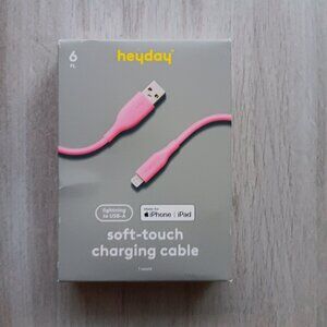 Heyday 6' Soft Touch Pink Charging Cable Lightning to USB-A IPad IPhone